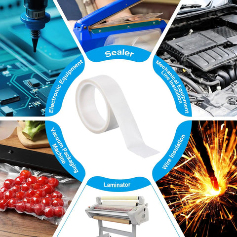 Heat Resistant PTFE Tape 1.4 Inch, 33 Feet Heavy Duty High Temperature Waterproof Tape for Sealer, Laminator, and Insulation.
