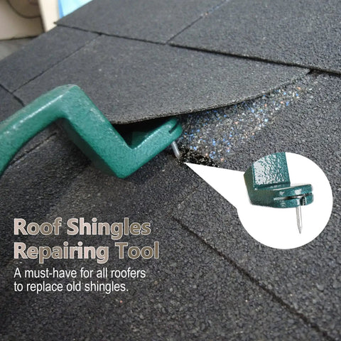 2 In 1 Roof Shingle Removal Tool And Nail Puller for safe shingle replacement on roof, close-up using rust resistant steel tool