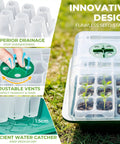 No Fuss Seed Starter Tray Kit With Reusable Germination Trays, Humidity Domes and Bases, 40 Cell Green Set showing drainage and vents