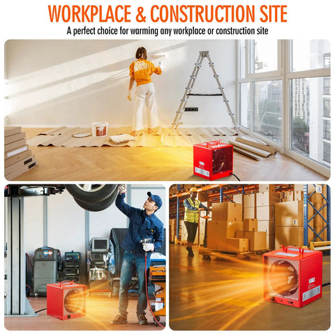 Beast 5600W 240V Infrared Heater warming construction sites and garages, portable mount, thermostat range 37 to 113 F