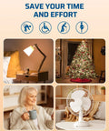 Wireless Outlet Switch Kit With 3 Outlets Remote Control For Easy Plug And Play Home Automation 100 Foot Range Ideal For Elderly And Pregnant Women At Home image showing various home automation uses like lamps, Christmas trees, and fans.