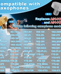 16 Piece Lyre Holder Screw Set For Saxophone Trumpet And Tuba showing brass and plated screws for various saxophone models.
