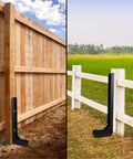 Adjustable Fence Post Repair Kit For Tilted Or Broken Wood Posts, Heavy Duty Steel Ground Spike Anchor, installed on fences