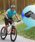 Cyclist using Bike Sound Maker Exhaust System That Lets Your Bicycle Roar Like A Motorcycle Realistic Engine Noise Snap In Install No Tools Needed Four Piece Black Set
