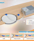 12 Pack 4 Inch LED Recessed Lighting With Junction Box, 5CCT Selectable 2700K To 5000K, installation guide image