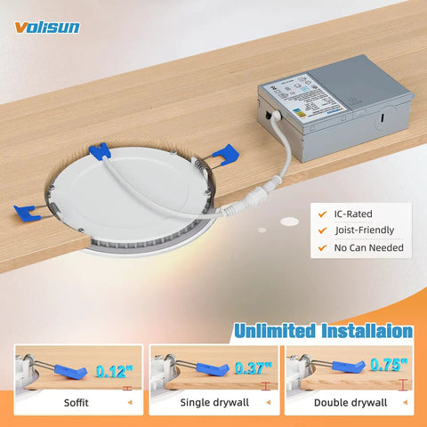 12 Pack 4 Inch LED Recessed Lighting With Junction Box, 5CCT Selectable 2700K To 5000K, installation guide image