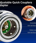 Close-up of R134a Car AC Adapter Fittings With Adjustable Quick Couplers showing ball bearings and rubber sealing.