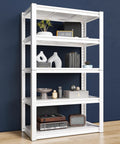 Heavy Duty White Garage Shelving Unit With 5 Adjustable Tiers Up To 2000 Lbs Capacity Versatile Storage Shelves For Pantry Kitchen Closet Basement Or Warehouse 16.5 In D By 32 In W By 63 In H, white metal shelving shown stocked with decor