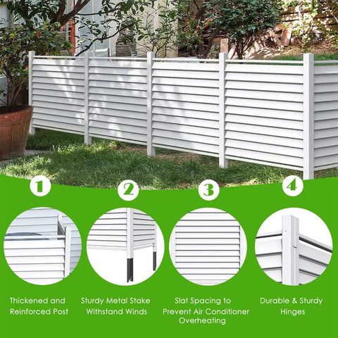 36 Inch Wide By 45 Inch High Outdoor Privacy Fence Panels For Air Conditioner Screens Vinyl White Plastic Picket Fence Enclosure, weatherproof.