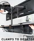 No Drill Clamp-On 36 Inch Mesh Under Desk Cable Management System for Home Office and Standing Desks, installed on desktop.