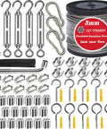 One Eighth Inch Wire Rope Kit 100 Feet With 7x7 Core Vinyl Coated Stainless Steel Cable And Turnbuckles Heavy Duty Setup