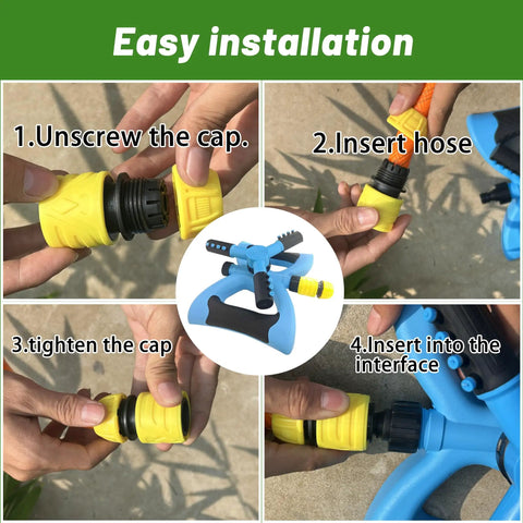 Rotary Yard Sprinkler With Wide Coverage For Lawns And Gardens Adjustable Spray Patterns And Angles Connect Multiple Units To Expand Reach No Fuss Easy Setup For Half Inch Pipe Systems installation guide.