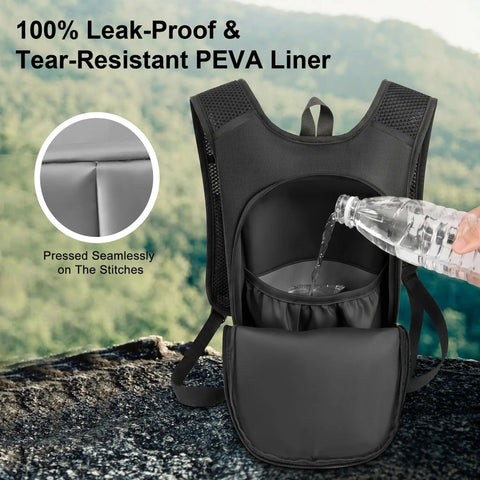 Pouring water into Lightweight Hydration Backpack With 2L Water Bladder, Breathable Mesh Straps, 100% Leak-Proof Design