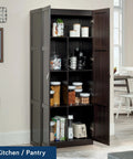 Tall Cinnamon Cherry Pantry Cabinet With Adjustable Shelves, 29.6 W By 16.0 D By 71.5 H, Space Saving Kitchen And Laundry Storage Organizer