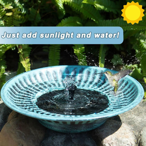 12.3 Inch Solar Fountain Bird Bath For Outdoors Metal Bird Bath Fountain For Garden And Patio Decor Blue No Wiring Needed Solar Powered Bubbling Water Feature For Birds