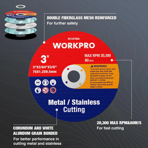 Beefed-Up 20 Pack Cut Off Wheels 3 By 3 Eighth Inch Metal And Stainless Steel Cutting Discs with product label details