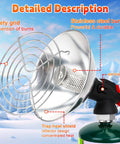 Close-up of Portable Propane Heater For Camping And Outdoors With High Heat Output Foldable Tank Holder showing safety grid and burner.
