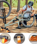 Cyclist using Inverted Bicycle Handlebar Stand With Non Slip Straps For Easy Bike Repairs, Lightweight Universal Clamp, 1 Pair Black