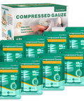 Front view of 8 Pack Sterile Z Fold Gauze Rolls 4.5 Inch By 4.1 Yards 6 Ply Wound Compression For Bleed Stop packaging
