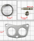 Heavy Duty 4 2 1 Header Exhaust Gasket Kit With Graphite Donut Ring And Aluminum Flange M10x125 studs visible in image.