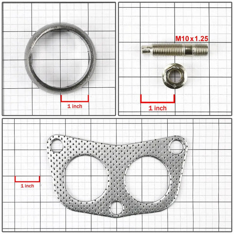 Heavy Duty 4 2 1 Header Exhaust Gasket Kit With Graphite Donut Ring And Aluminum Flange M10x125 studs visible in image.
