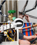 12 Pack One And A Half Inch Cable Clamps With Rubber Cushioned Insulation And 304 Stainless Steel Construction For Securely Mounting Pipes And Hoses Durable Wire Clamps For RV Automotive Marine And Industrial Use 38.1 mm showing applications in various environments.