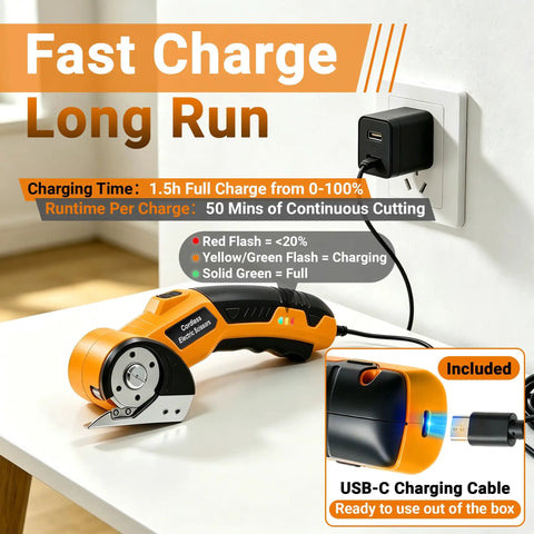 Heavy Duty Cordless Electric Scissors With Led Work Light And Safety Lock, Rechargeable 4V Box Cutter for charging on table