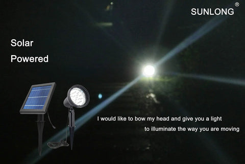 Solar Spotlight Outdoor Light Waterproof LED Flood Light Solar Powered With Separate Solar Panel And 16 Foot Extension glowing
