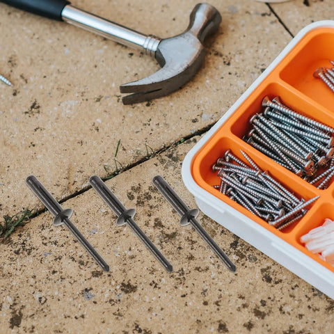 20 Pcs Aluminum Pop Rivets Set With Strong Fasteners And Secure Grip For Marine Kayak Sailboat Furniture And Auto Projects Tough As Nails Built To Last Blind Rivet Kit For Marine And Auto Repairs And Home Projects alongside hammer and screws