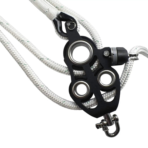 Deluxe Fiddle Block Kit With Anodized Aluminum UniBody Frame For Tree Pulling And 1000 Lb Working Load Built In Cleat