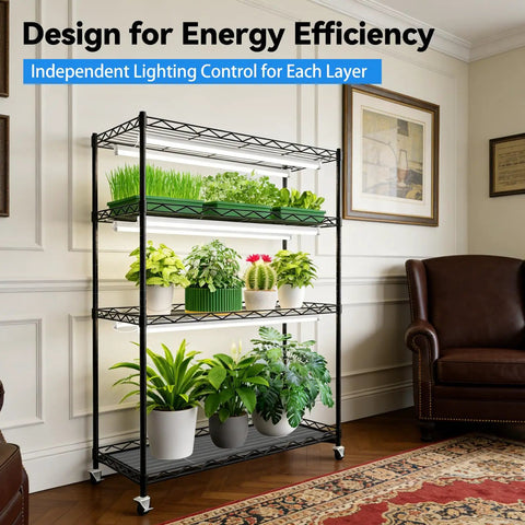 Indoor Greenhouse With Full Spectrum 5000K LED Grow Light Three-Foot Wide Grow Space For Seed Starting