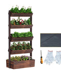 Vertical Wooden Five Tier Garden Bed With Five Planter Boxes Freestanding Plant Stand For Herbs Flowers Vegetables And Succulents
