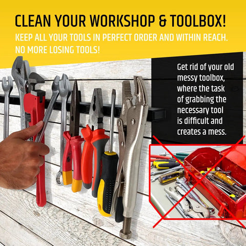 24 Inch Heavy Duty Magnetic Tool Holder Upgraded With Extra Strength Magnets Holds Heavy Tools Securely in Garage or Workshop