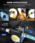 12V Gasoline And Diesel Fuel Transfer Kit for Light Oils 15 GPM Electric Pump with Aluminum Nozzle and Hoses in use