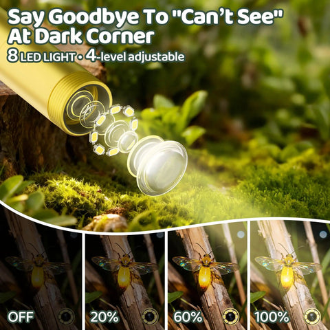 Kids Borescope Snake Camera Toy highlighting adjustable LED lights for exploration.
