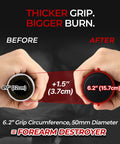 Comparison of 4.7 inch vs 6.2 inch grip size of Hanging Wrist Roller Pro Forearm Trainer And Grip Strengthener