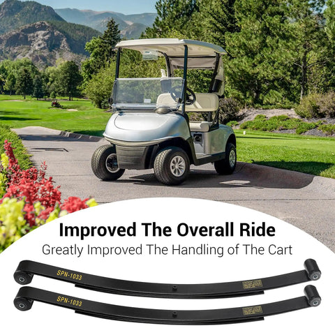 Heavy Duty Golf Cart Rear Leaf Spring Kit For EZGO RXV 2008 2013 With 2 Leaf Tapered Springs and golf cart on lawn