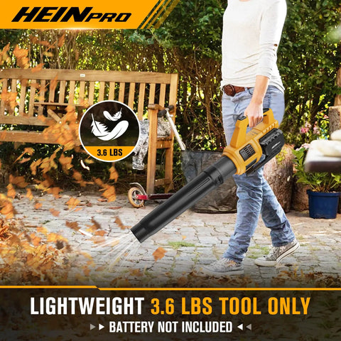 Person using Cordless Leaf Blower For DeWalt 20V Max Battery, 400 CFM, Lightweight, for yard cleanup, tool only, battery not included