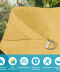 Close-up of Sand Shade Sail 16x20 Foot Curved Edge Outdoor Canopy material with D-ring, showing breathable fabric and reinforced webbing.