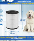 Image of AP-T20FL Replacement Filters For Total Clean 5 In 1 Tower Air Purifier AP-T20 AP-T20W 2 Pack, filter dimensions shown.