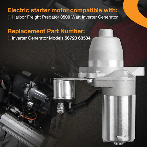 Predator 3500 Watt Inverter Generator Electric Starter Motor Replacement Replaces Models 56720 63584 close-up view
