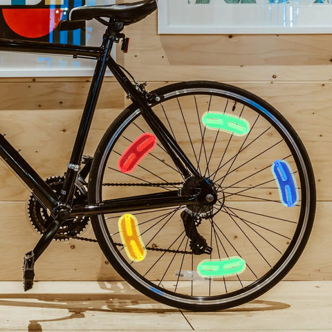 20 Pack Bike Wheel Reflectors For Spokes, colorful compact replaceable reflective signs on bicycle for night riding safety.
