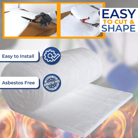 2 Pcs Heavy Duty Ceramic Fiber Blanket Insulation 1 Inch Thick 16 By 48 Inches Max Heat 2400F showing easy installation