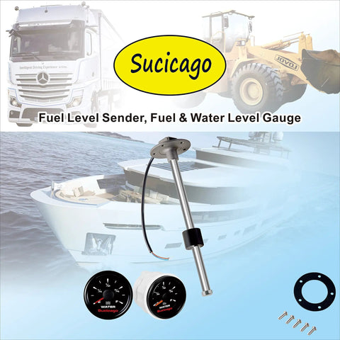 Direct Replacement Boat Fuel Tank Sending Unit 240-33 Ohms 10 Inch Diesel Fuel Gauge Sensor with accessories shown.