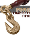 Close-up of gold-tip forged grab hook on Ratchet Load Binder For 5/16 To 3/8 Inch Chains With Premium Gold Tip Forged Grab Hook