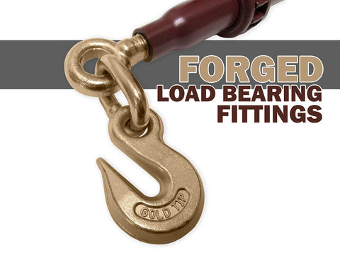 Close-up of gold-tip forged grab hook on Ratchet Load Binder For 5/16 To 3/8 Inch Chains With Premium Gold Tip Forged Grab Hook