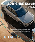 Level 1 And Level 2 Portable Ev Charger, 20 Foot Cable, 3.5 Kw 16 Amp Home Electric Vehicle Charging Station, Nema 5-15 And Nema 6-20 Plugs, SAE J1772 Compatible charging a vehicle.