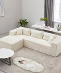 No Fuss 107 Inch Modular Sofa Set Of 2 With Left Facing Chaise, White Corduroy Fabric, No Assembly Required in modern room