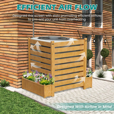 Freestanding Outdoor Privacy Screen Panel With Planter Box For AC Units And Trash Cans, 36 Inch Wide And 45 Inch High, showing airflow design.