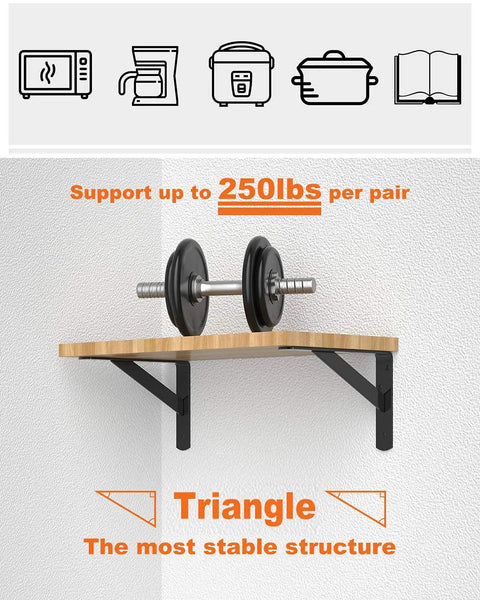 8 Pack Heavy Duty Shelf Brackets For 18 Inch Shelves Built Tough With 90 Degree Corner Support, 250 Pounds Max Load